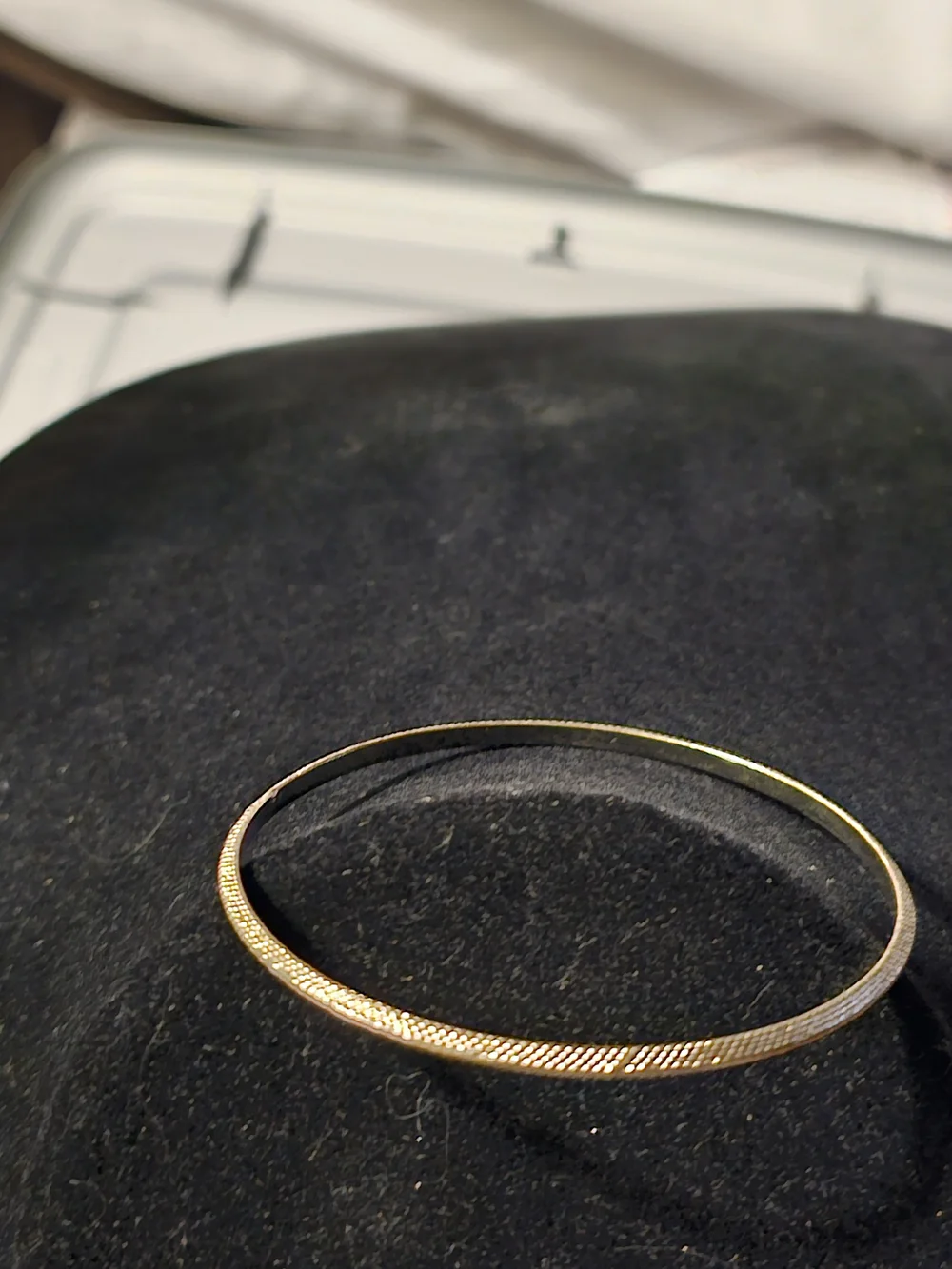 Elegant Gold Tone Textured Bangle Bracelet